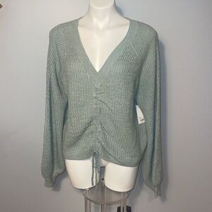 So Kohls NWT ladies Rainwater Blue Rouched Pullover Shaker Sweater. Large